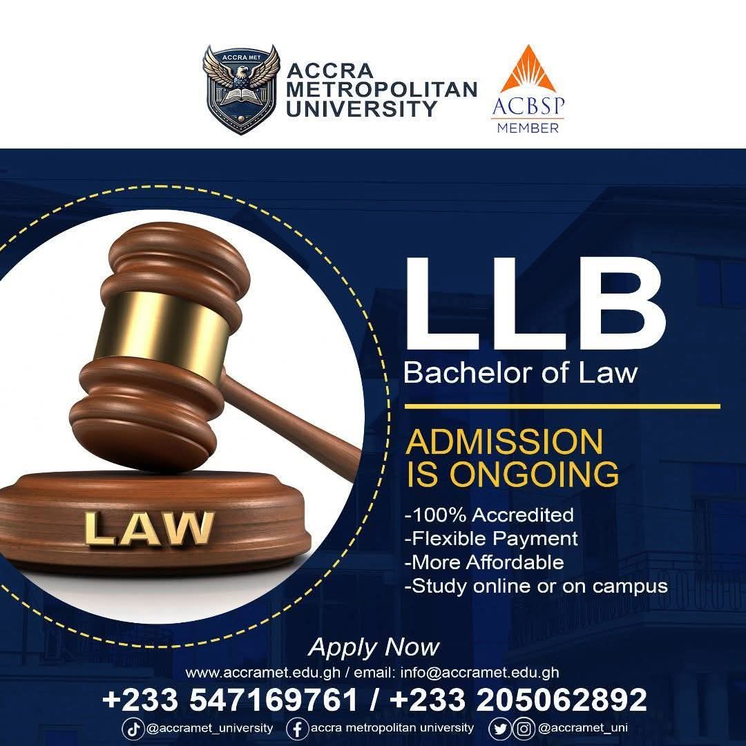 Accra Metropolitan University opens admission for Bachelor of Law (LLB) Programme 
